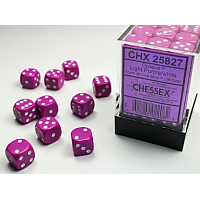 Chessex Opaque: 36 tärningar (12 mm) - Ljuslila med vita prickar (CHX25827)