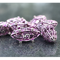 Hollow Dragon Football Dice Set - Silver Purple