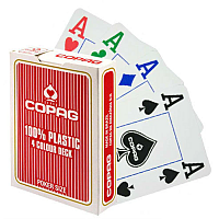 Copag 4 Colour poker cards 100% plastic (Röd)