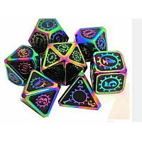 A Role Playing Dice Set: Metallic - Gear Dark Rainbow