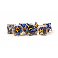 16mm Resin Pearl Dice Poly Set Royal Blue w/ Gold Numbers