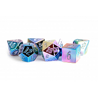 16mm Aluminum Plated Acrylic Poly Dice Set: Rainbow Aegis Uninked