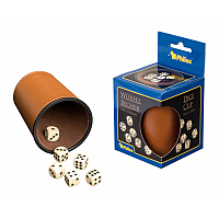 Dice cup, incl. 6 dice